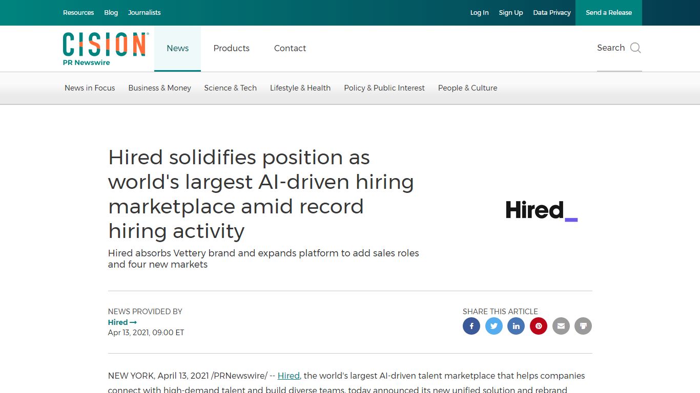 Hired solidifies position as world's largest AI-driven hiring ...