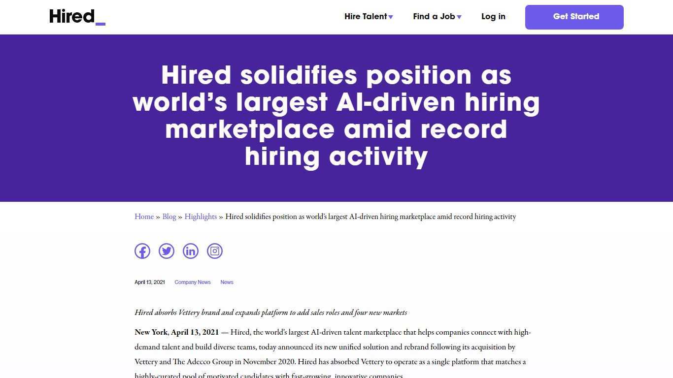Hired solidifies position as world’s largest AI-driven hiring ...